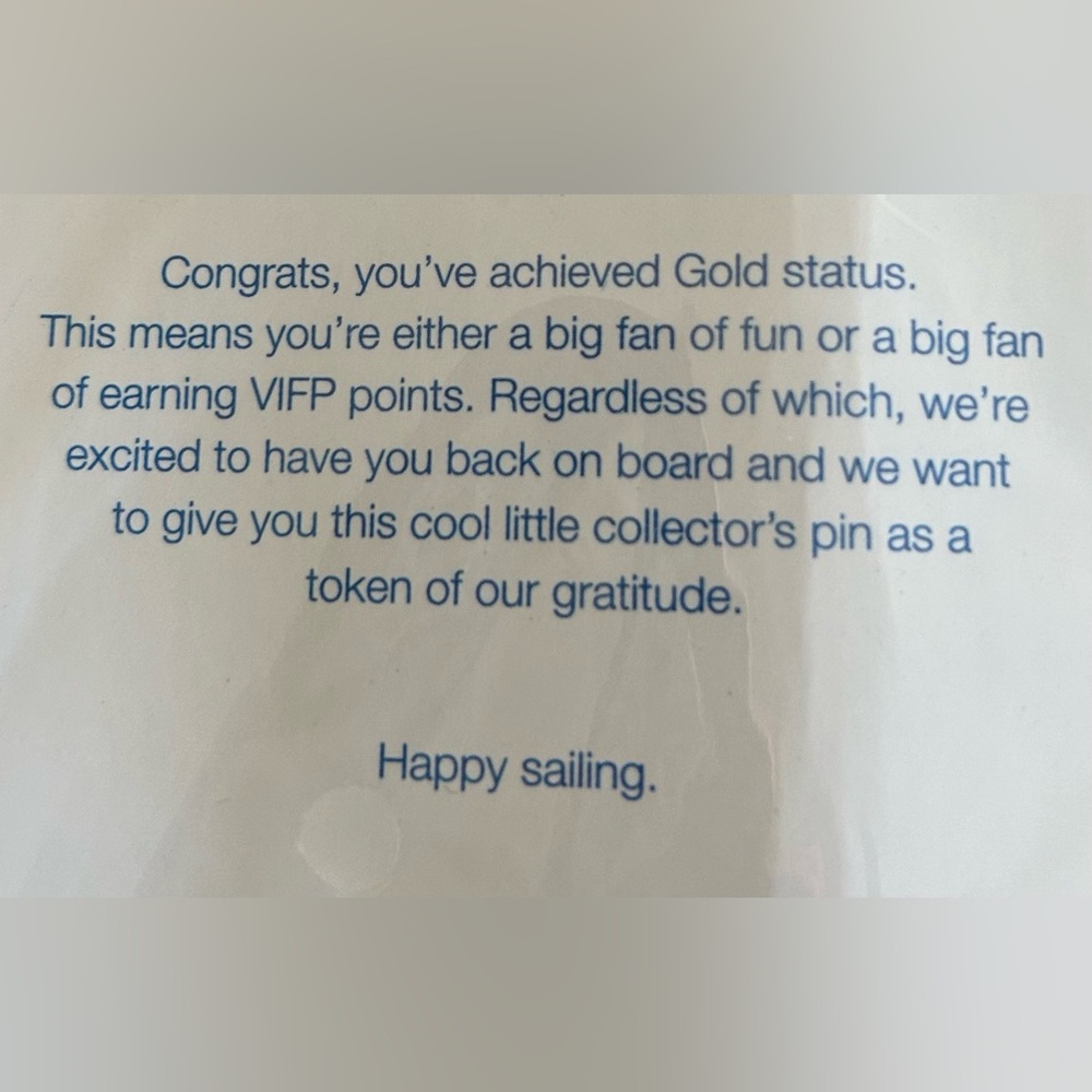Carnival Cruise Line VIP Club Gold Status Pin - Picture 3 of 4